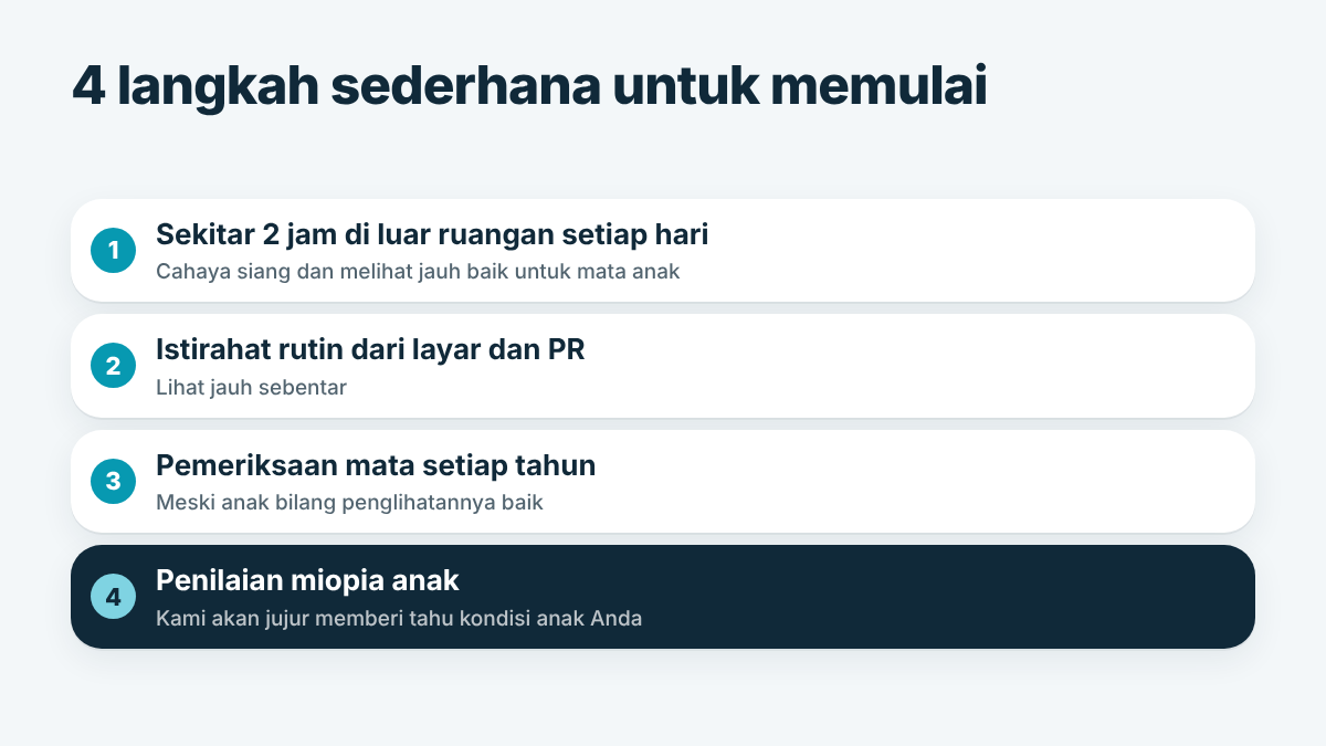 Empat hal yang dapat dilakukan orang tua sekarang untuk menjaga miopia anak